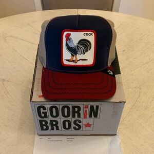 Goorin Bros Navy and Red Rooster Trucker Cap